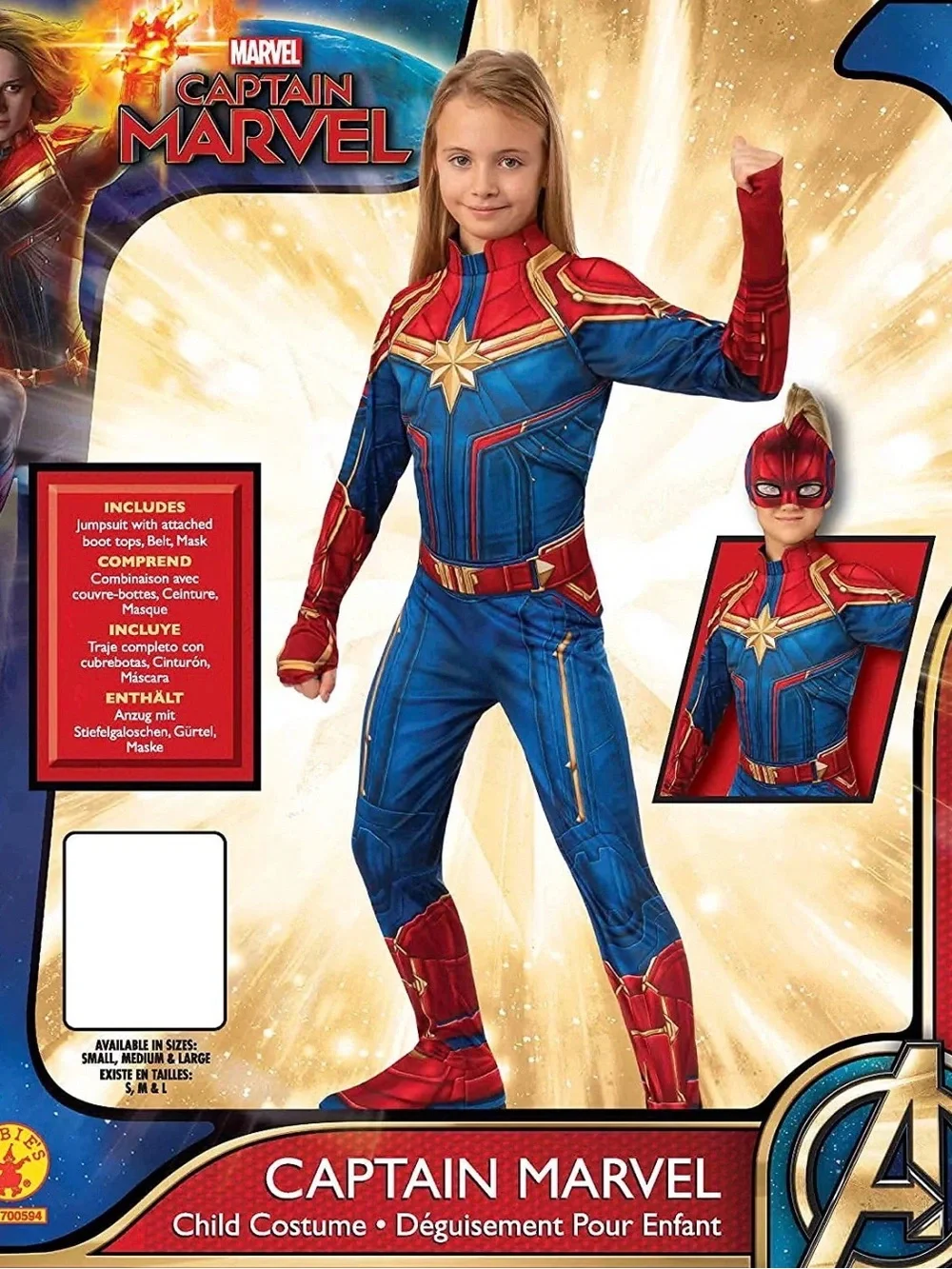 Rubie's Captain Marvel Kids Costume - Blue, Red & Gold